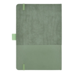 Caderno de couro sintético de aspecto original, folhas A5 pautadas cor verde oliva terceira vista