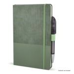 Caderno de couro sintético de aspecto original, folhas A5 pautadas cor verde oliva quinta vista