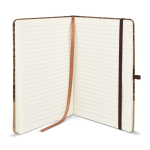 Caderno com capa de cortiça e café moído, folhas A5 pautadas cor natural quarta vista