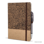 Caderno com capa de cortiça e café moído, folhas A5 pautadas cor natural quinta vista