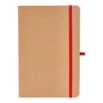 Caderno de capa mole de papel kraft FSC, folhas A5 quadriculadas cor vermelho segunda vista