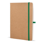 Caderno de capa mole de papel kraft FSC, folhas A5 quadriculadas cor verde