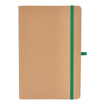 Caderno de capa mole de papel kraft FSC, folhas A5 quadriculadas cor verde segunda vista