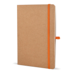 Caderno de capa mole de papel kraft FSC, folhas A5 quadriculadas cor cor-de-laranja
