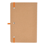 Caderno de capa mole de papel kraft FSC, folhas A5 quadriculadas cor cor-de-laranja terceira vista