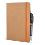 Caderno de capa mole de papel kraft FSC, folhas A5 quadriculadas cor cor-de-laranja quinta vista