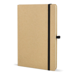 Caderno de cartão com detalhes coloridos, páginas A5 pautadas cor preto