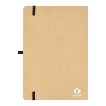 Caderno de cartão com detalhes coloridos, páginas A5 pautadas cor preto terceira vista