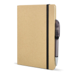 Caderno de cartão com detalhes coloridos, páginas A5 pautadas cor preto quinta vista