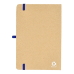 Caderno de cartão com detalhes coloridos, páginas A5 pautadas cor azul terceira vista