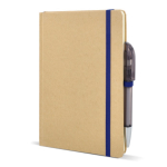 Caderno de cartão com detalhes coloridos, páginas A5 pautadas cor azul quinta vista