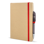 Caderno de cartão com detalhes coloridos, páginas A5 pautadas cor vermelho quinta vista