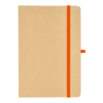 Caderno de cartão com detalhes coloridos, páginas A5 pautadas cor cor-de-laranja segunda vista