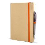 Caderno de cartão com detalhes coloridos, páginas A5 pautadas cor cor-de-laranja quinta vista