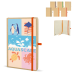 Caderno de cartão com detalhes coloridos, páginas A5 pautadas