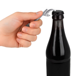 Clássico porta-chaves leve de alumínio com abre-caricas e abre-latas cor prateado terceira vista