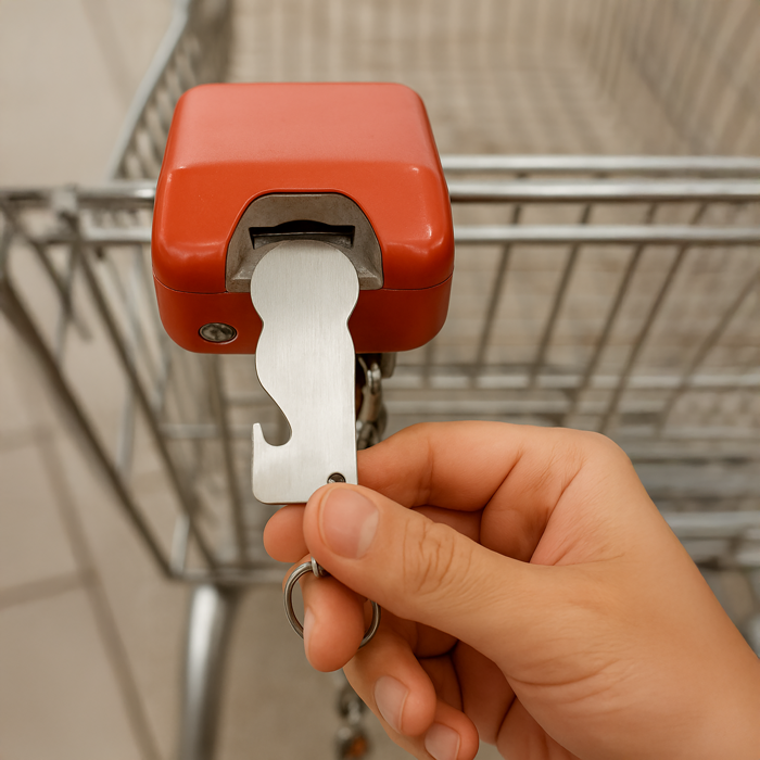 Porta-chaves de função abre-garrafas com moeda de aço cor prateado