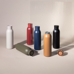 Garrafa térmica de aço reciclado com tampa a pressão 500 ml cor preto sexta vista