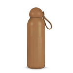 Garrafa térmica de aço monocromática com tampa redonda com pega 500 ml cor castanho