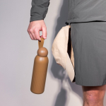 Garrafa térmica de aço monocromática com tampa redonda com pega 500 ml cor castanho segunda vista