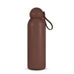Garrafa térmica de aço monocromática com tampa redonda com pega 500 ml cor castanho escuro