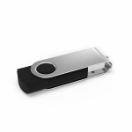 USB plástico clipe metal giratório personalização total feita na Europa cor preto vista ângulo frontal esquerdo