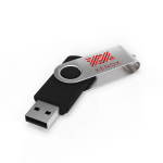 USB plástico clipe metal giratório personalização total feita na Europa cor preto vista com impressão