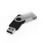 USB plástico clipe metal giratório personalização total feita na Europa cor preto vista com impressão