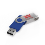 USB plástico clipe metal giratório personalização total feita na Europa cor azul vista com impressão