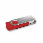 USB plástico clipe metal giratório personalização total feita na Europa cor vermelho vista ângulo frontal esquerdo