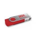 USB plástico clipe metal giratório personalização total feita na Europa cor vermelho vista com impressão