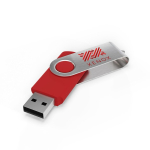 USB plástico clipe metal giratório personalização total feita na Europa cor vermelho vista com impressão