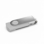 USB plástico clipe metal giratório personalização total feita na Europa cor branco vista ângulo frontal esquerdo