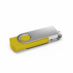 USB plástico clipe metal giratório personalização total feita na Europa cor amarelo vista ângulo frontal esquerdo