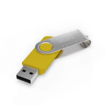 USB plástico clipe metal giratório personalização total feita na Europa cor amarelo vista com impressão