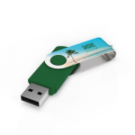 USB plástico clipe metal giratório personalização total feita na Europa cor verde vista com impressão