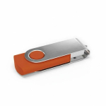 USB plástico clipe metal giratório personalização total feita na Europa cor cor-de-laranja vista ângulo frontal esquerdo