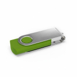 USB plástico clipe metal giratório personalização total feita na Europa cor verde-lima vista ângulo frontal esquerdo