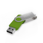USB plástico clipe metal giratório personalização total feita na Europa cor verde-lima vista com impressão