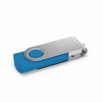 USB plástico clipe metal giratório personalização total feita na Europa cor azul-claro vista ângulo frontal esquerdo