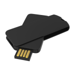 USB de plástico, giratória, personalização total, feita na Europa cor preto vista ângulo frontal direito