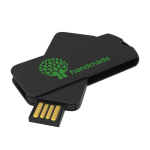 USB de plástico, giratória, personalização total, feita na Europa cor preto vista com impressão