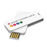 USB de plástico, giratória, personalização total, feita na Europa cor branco vista com impressão