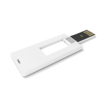 Pen USB 2.0 formato Mini Card personalização total, feita na Europa cor branco vista ângulo traseiro esquerdo