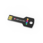 Pen USB de metal, forma de chave personalização total, feita na Europa cor preto vista com impressão
