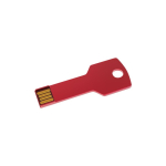 Pen USB de metal, forma de chave personalização total, feita na Europa cor vermelho vista ângulo frontal esquerdo