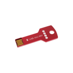 Pen USB de metal, forma de chave personalização total, feita na Europa cor vermelho vista com impressão