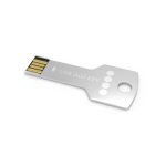 Pen USB de metal, forma de chave personalização total, feita na Europa cor prateado vista com impressão