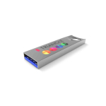 USB metal, orifício de fixação, personalização total, feita na Europa cor prateado vista com impressão