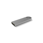 USB metal, pequena e anexável personalização total, feita na Europa cor prateado vista ângulo frontal esquerdo